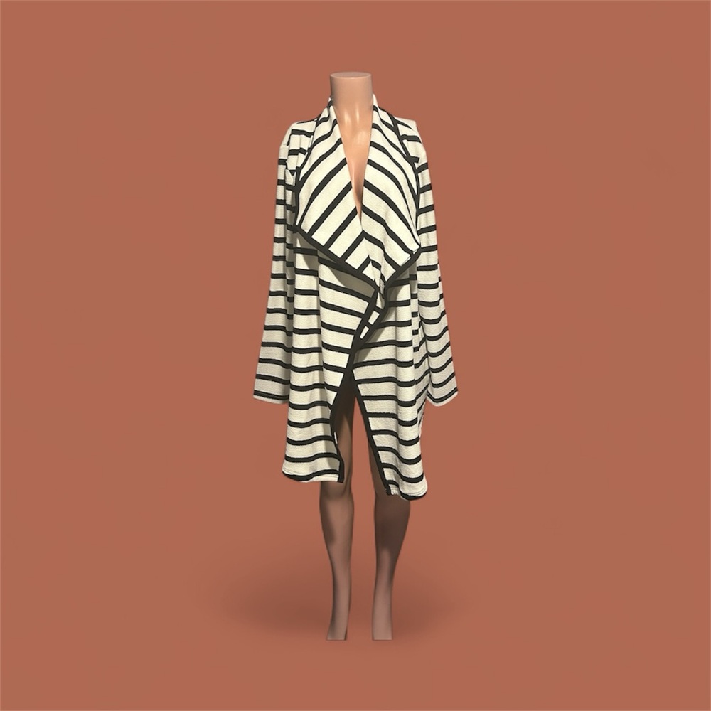 Striped Open Front Cardigan